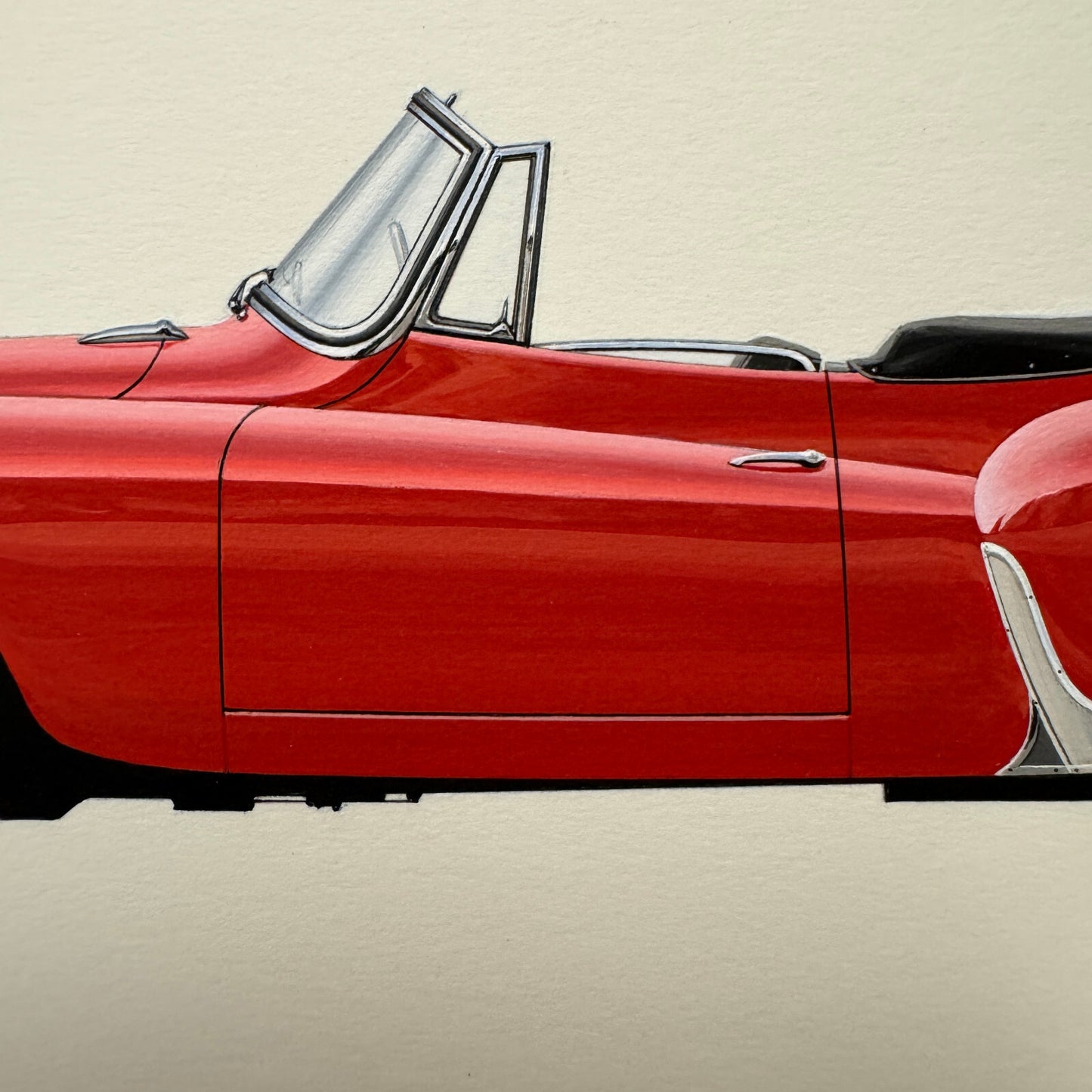 1956 Daimler Conquest Drophead Automobile Illustration Art Drawing Hand Drawn