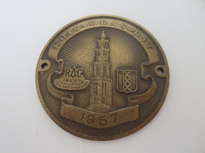 1957 Regionale Automobielsport Club West Kris Kras Rit Car Club Rally Badge 