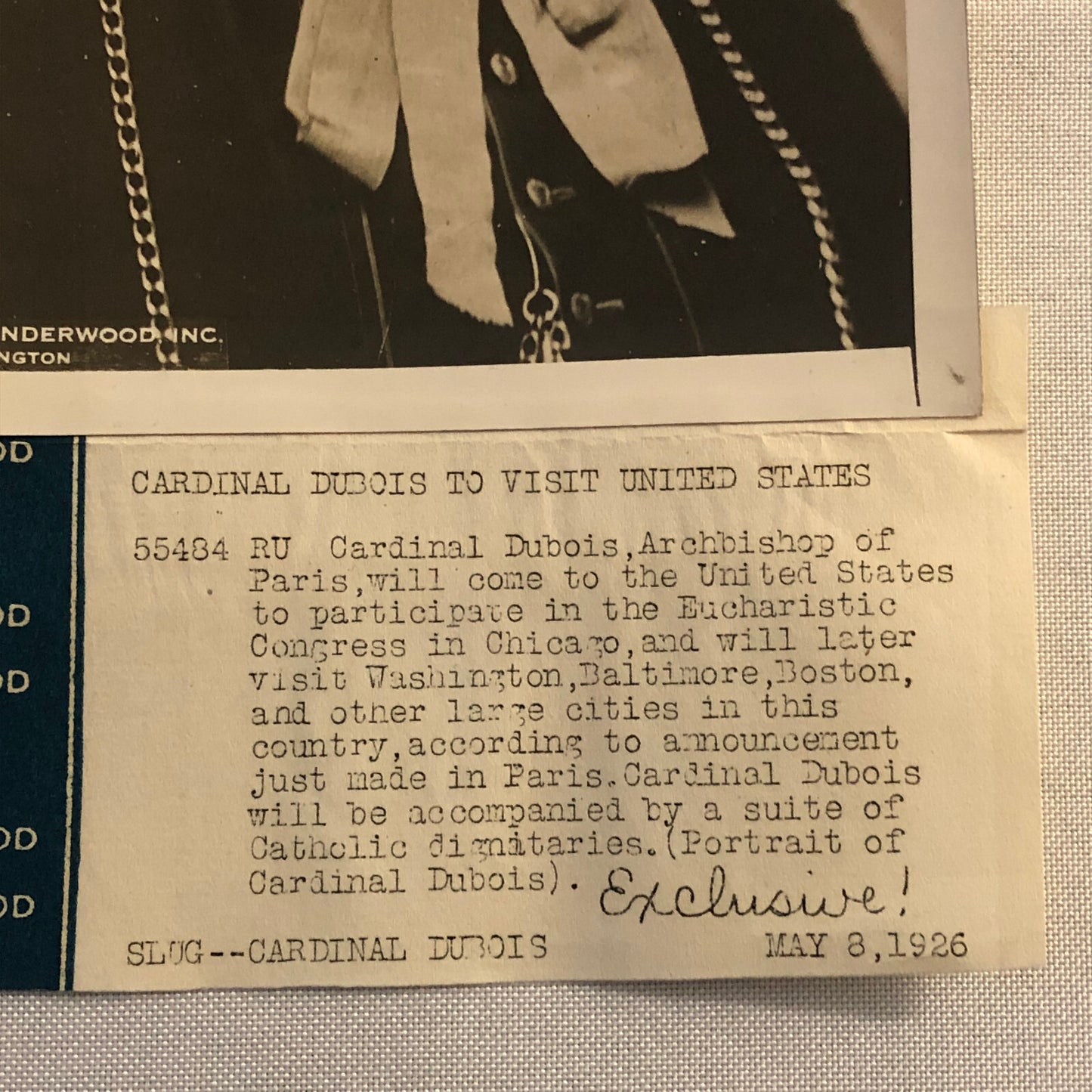 1926 Press Photo Cardinal Dubois Archbishop of Paris Catholic Photograph