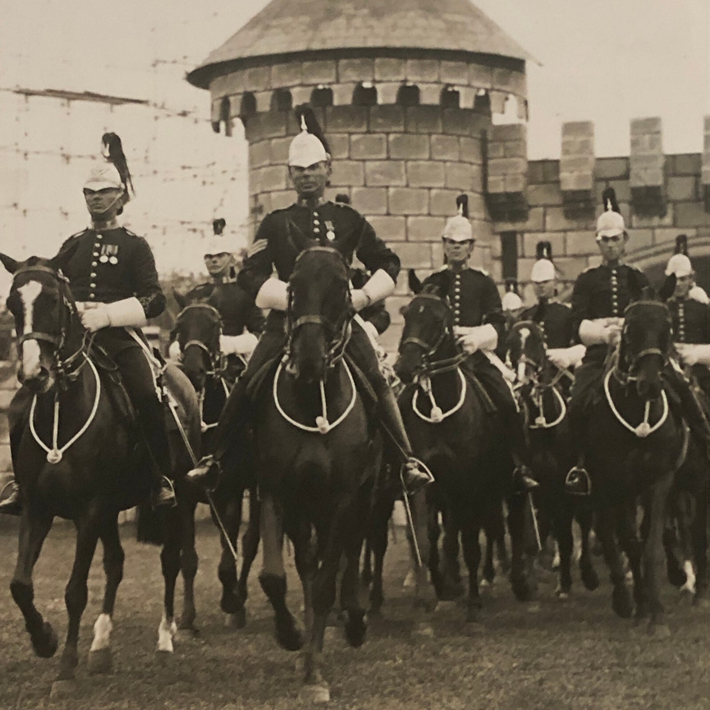 Press Photo Photograph Aldershot Tattoo Horseback 1933 3rd Dragoon Guards