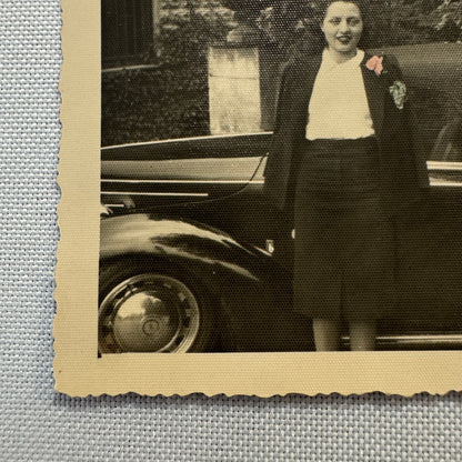 Vintage Photograph Photo Print Woman with Beautiful Car Automobile 1938 Torino