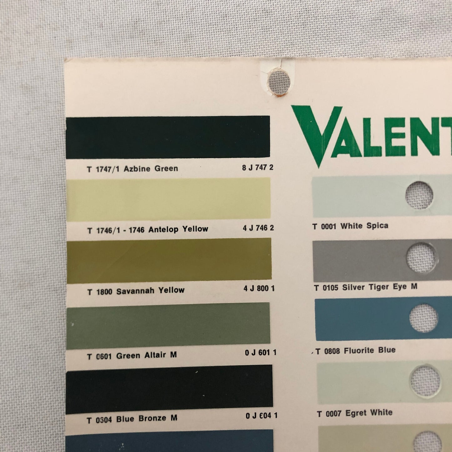 1971 1972 Toyota Car Paint Chip Color Sample Sheet Valentine