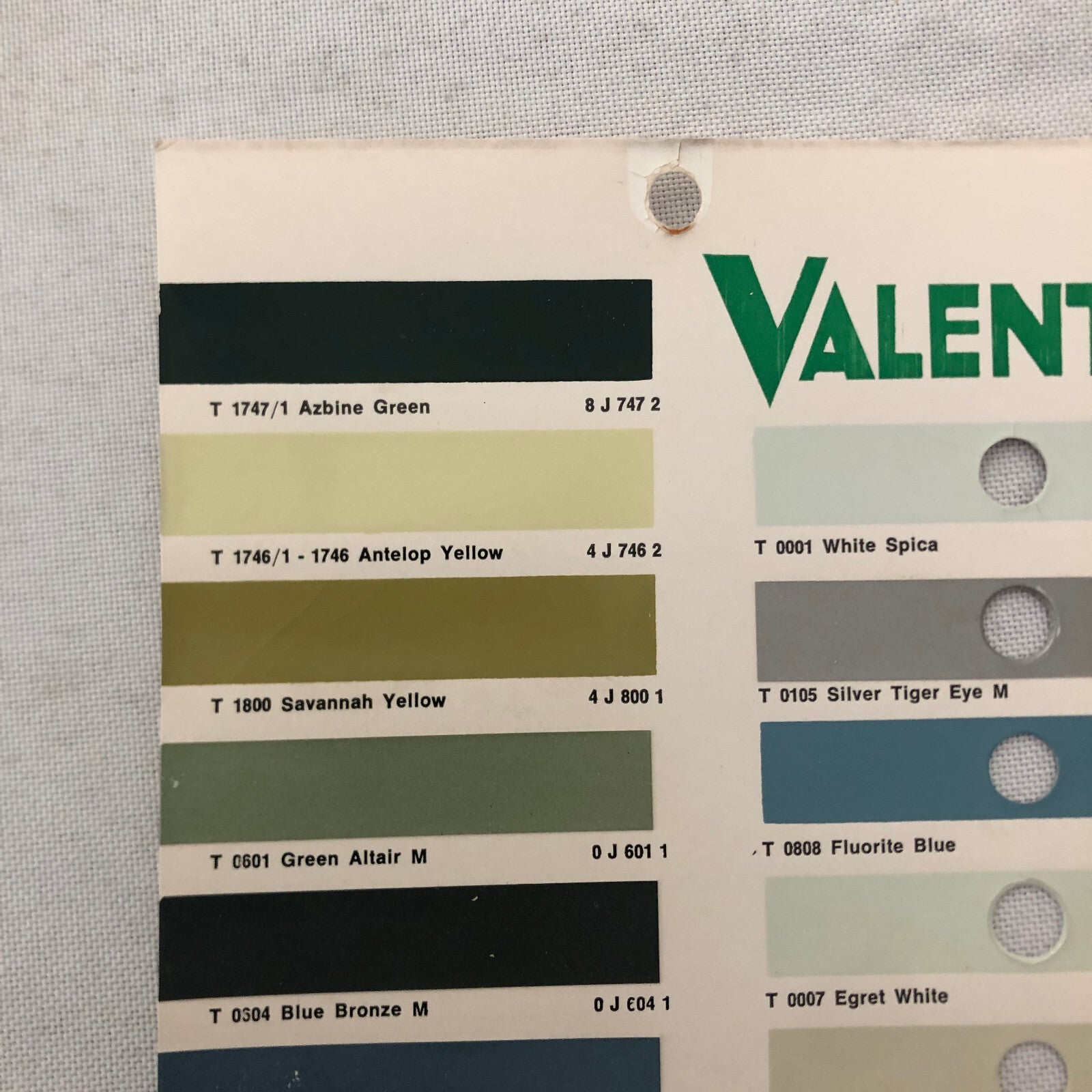 1971 1972 Toyota Car Paint Chip Color Sample Sheet Valentine