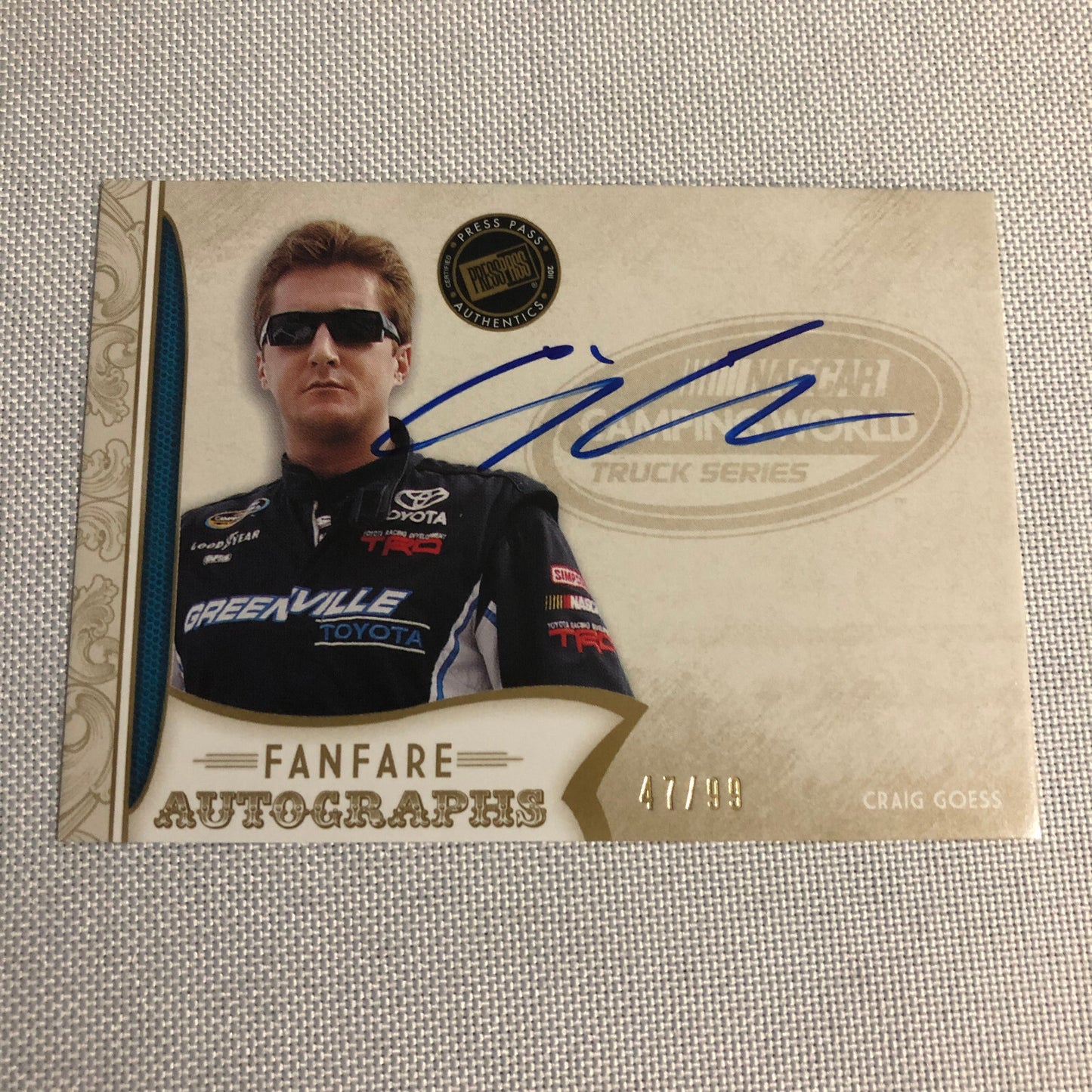2011 Press Pass Fanfare Autograph Graig Goess Signed Card Signature Auto NASCAR