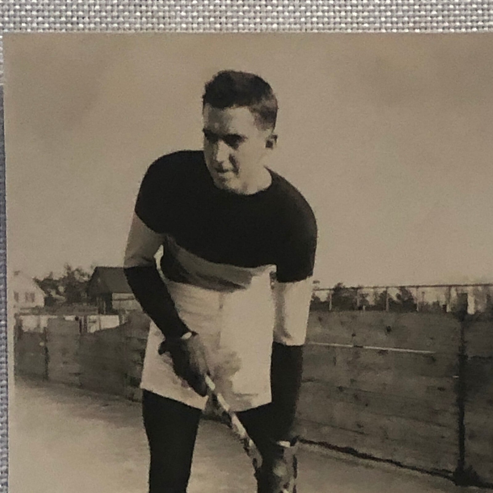Vintage Hockey Player Snapshot Photo Photograph