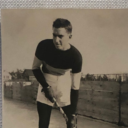 Vintage Hockey Player Snapshot Photo Photograph