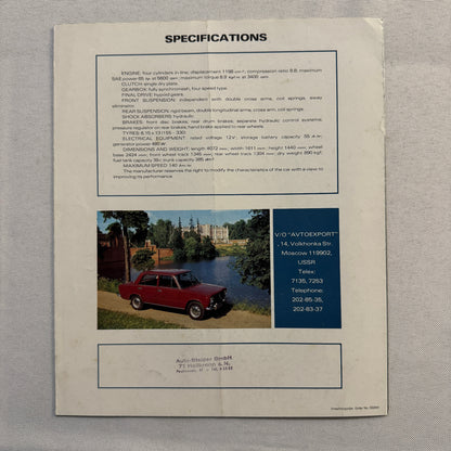 Lada Car Sales Brochure Catalog Advertising Vintage