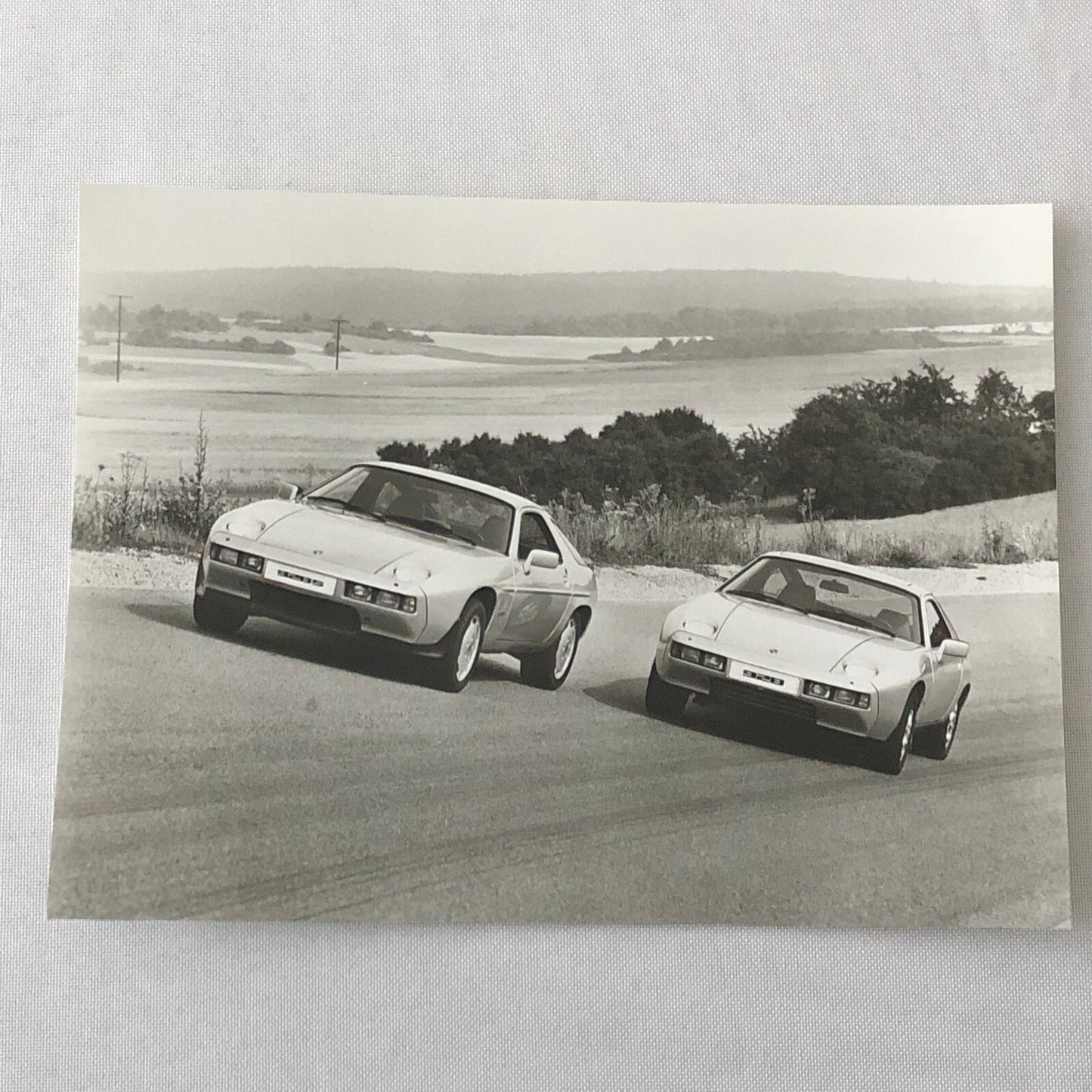 Vintage Porsche 928 and 928 Factory Press Photo Photograph Print Werkfoto