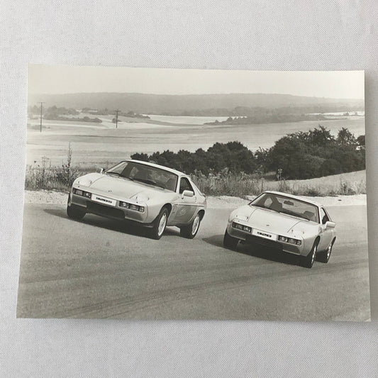 Vintage Porsche 928 and 928 Factory Press Photo Photograph Print Werkfoto