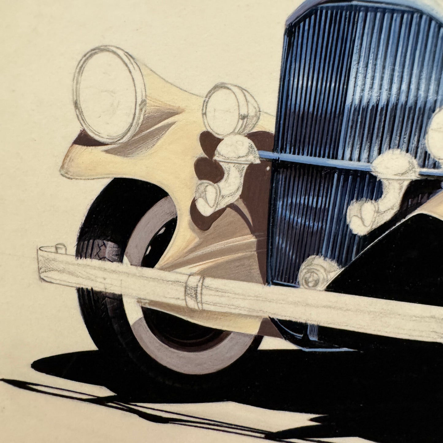 Vintage Pierce Arrow Car Automobile Illustration Art Drawing Hand Drawn