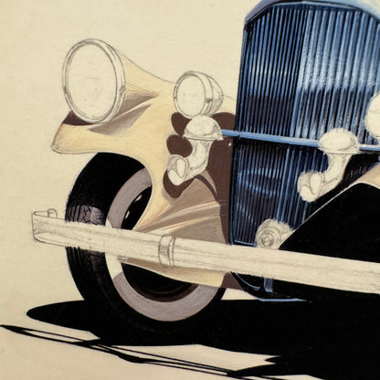 Vintage Pierce Arrow Car Automobile Illustration Art Drawing Hand Drawn