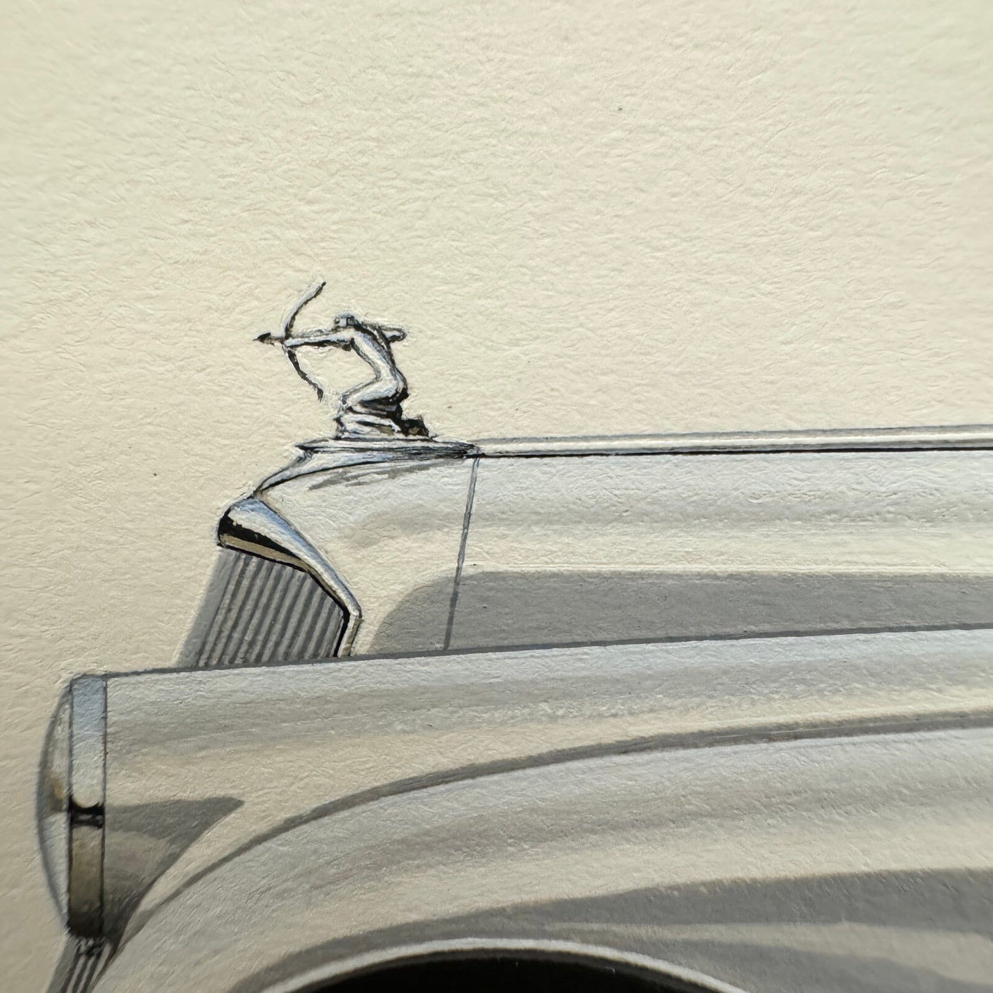 1933 Pierce Arrow Silver Arrow Car Illustration Art Drawing Hand Drawn