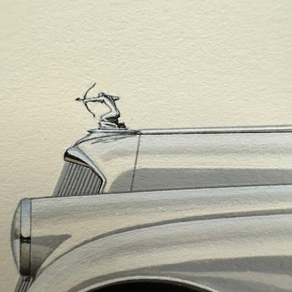 1933 Pierce Arrow Silver Arrow Car Illustration Art Drawing Hand Drawn