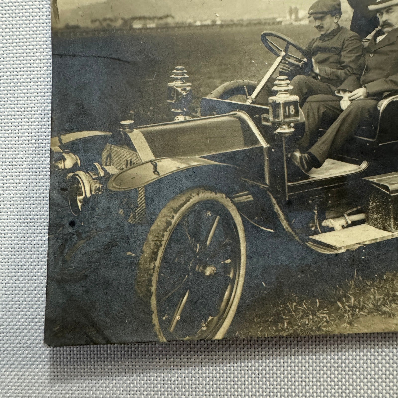 Vintage Photograph Photo People with Early Antique Car Automobile