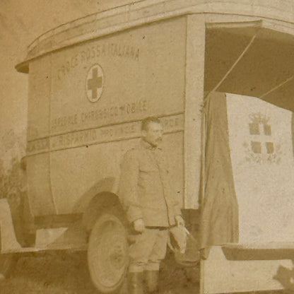 Vintage Photograph Photo Antique Military Ambulance People Soldiers