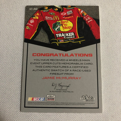 2010 Wheels Uppercuts Jamie McMurray Race Used Firesuit Relic Card /75 NASCAR