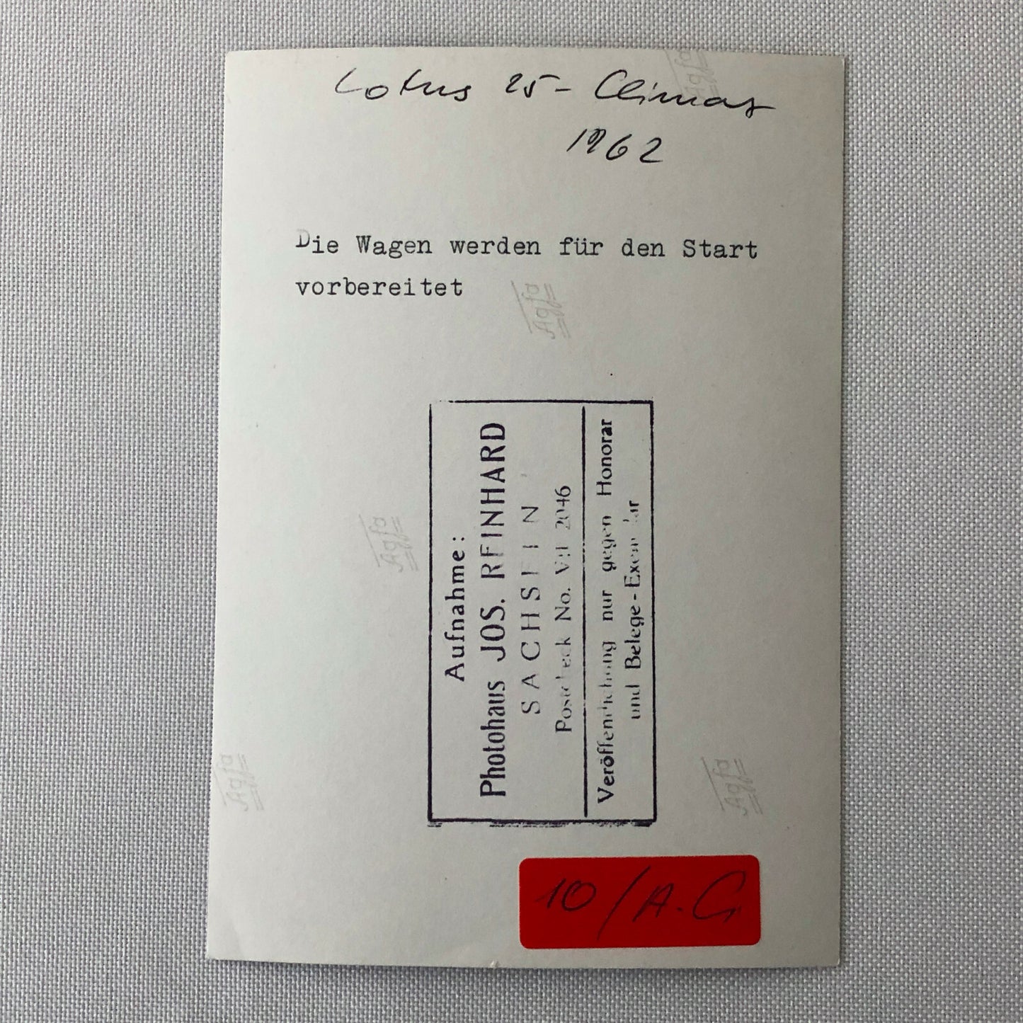 1962 Lotus 25 Climax Racing Car Press Photo Photograph - Jos Reinhard 