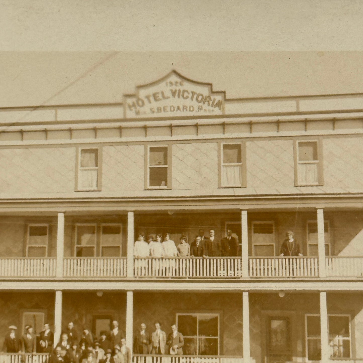 Real Photo Postcard RPPC Hotel Victoria People Cars Automobile Antique Vintage