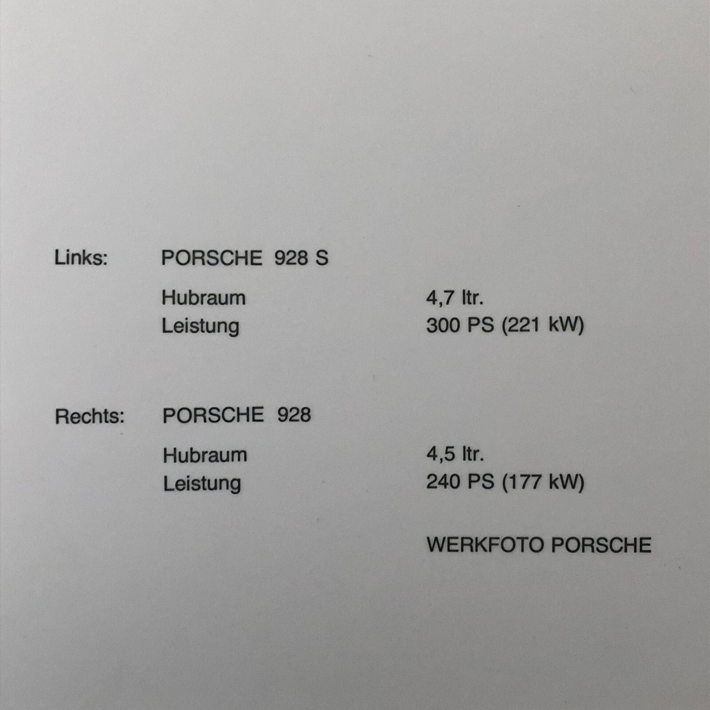 Vintage Porsche 928 and 928 Factory Press Photo Photograph Print Werkfoto