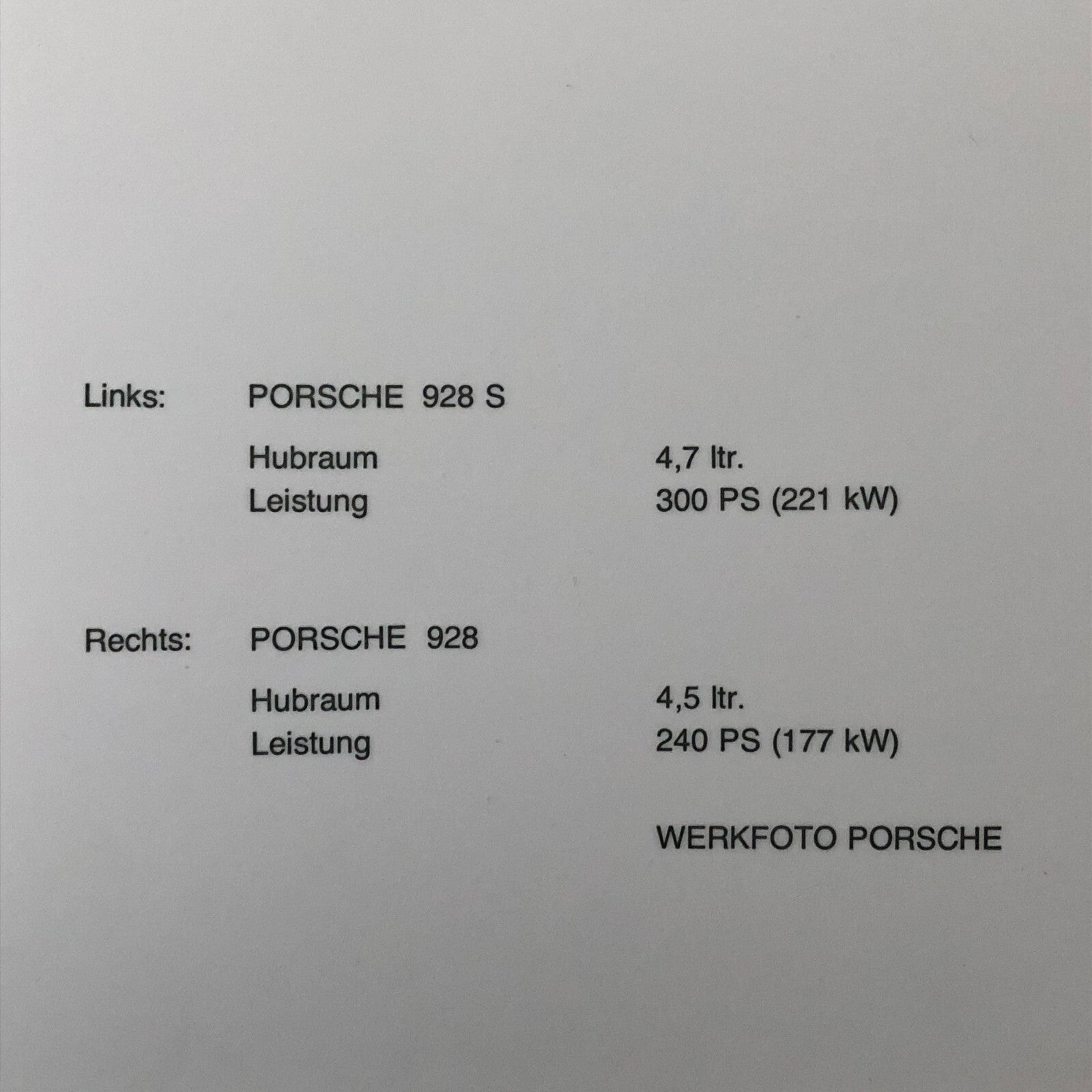 Vintage Porsche 928 and 928 Factory Press Photo Photograph Print Werkfoto