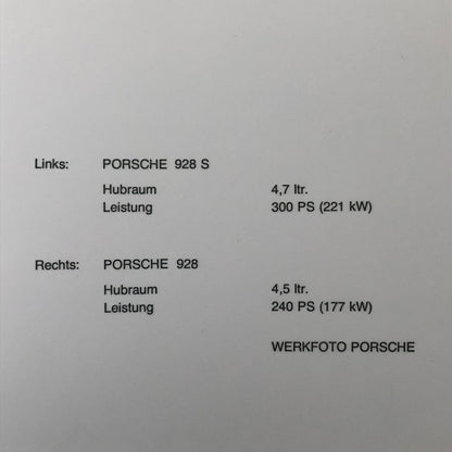 Vintage Porsche 928 and 928 Factory Press Photo Photograph Print Werkfoto