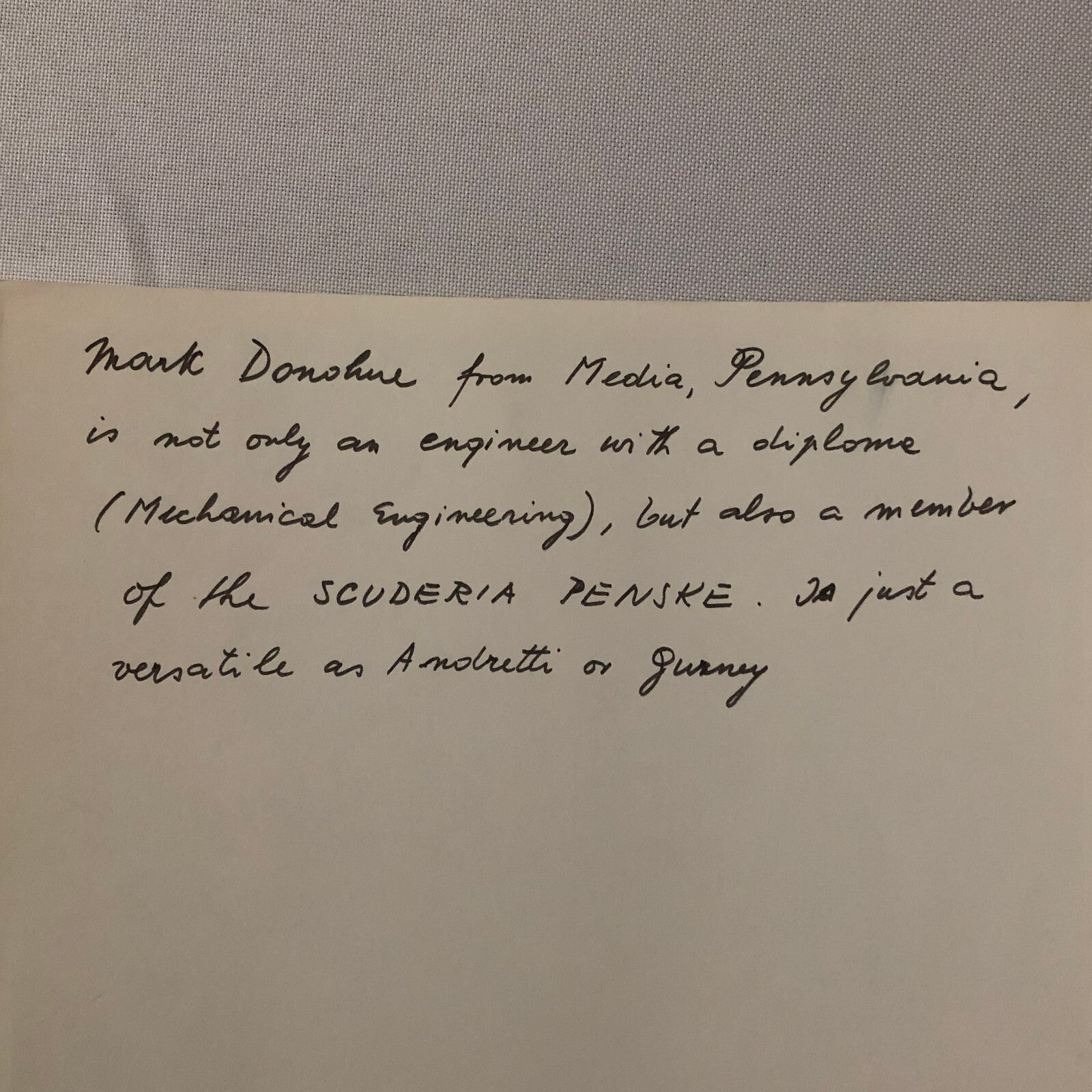 Vintage Indy Indianapolis Racing Photo Photograph Mark Donohue Driver 1972