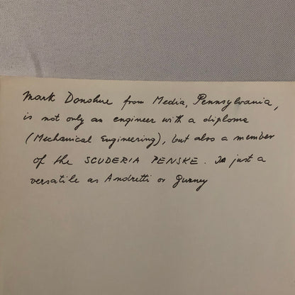 Vintage Indy Indianapolis Racing Photo Photograph Mark Donohue Driver 1972