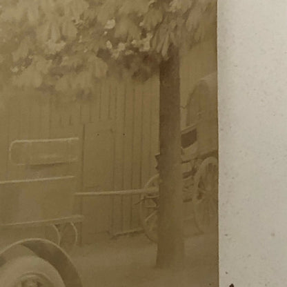 Antique Photo Photograph Print Early Automobile Car Vehicle w/ Wagon Italian ? 