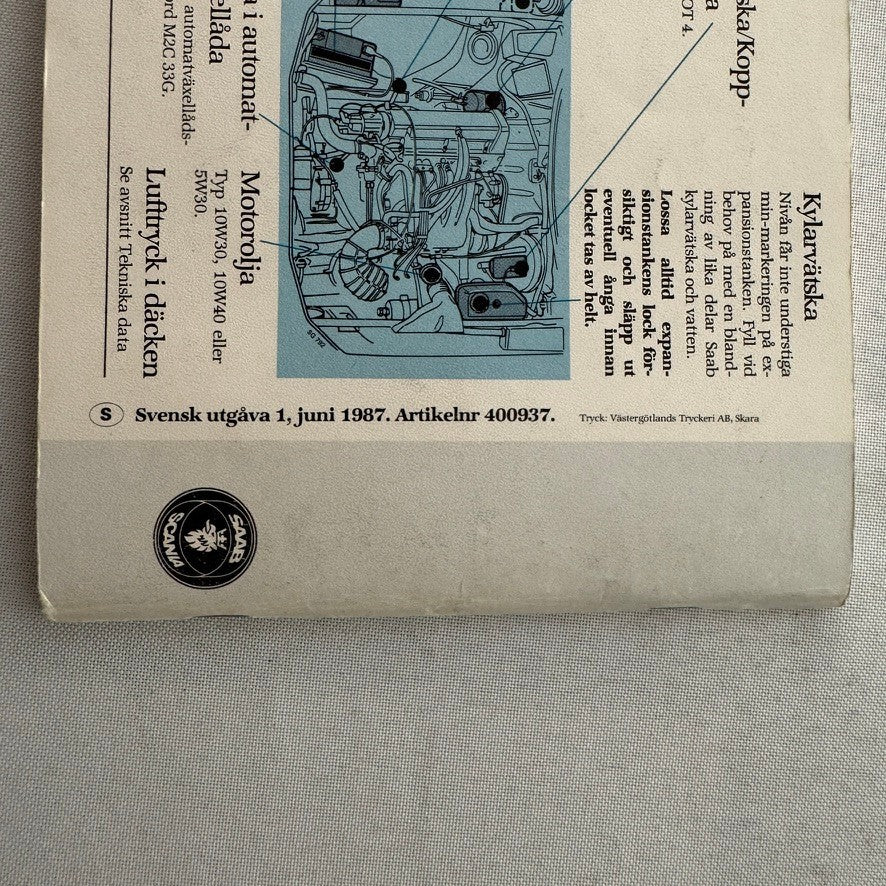 1988 Saab 900 Owners Manual Instruction Guide Book Combi Cabriolet SWEDISH TEXT