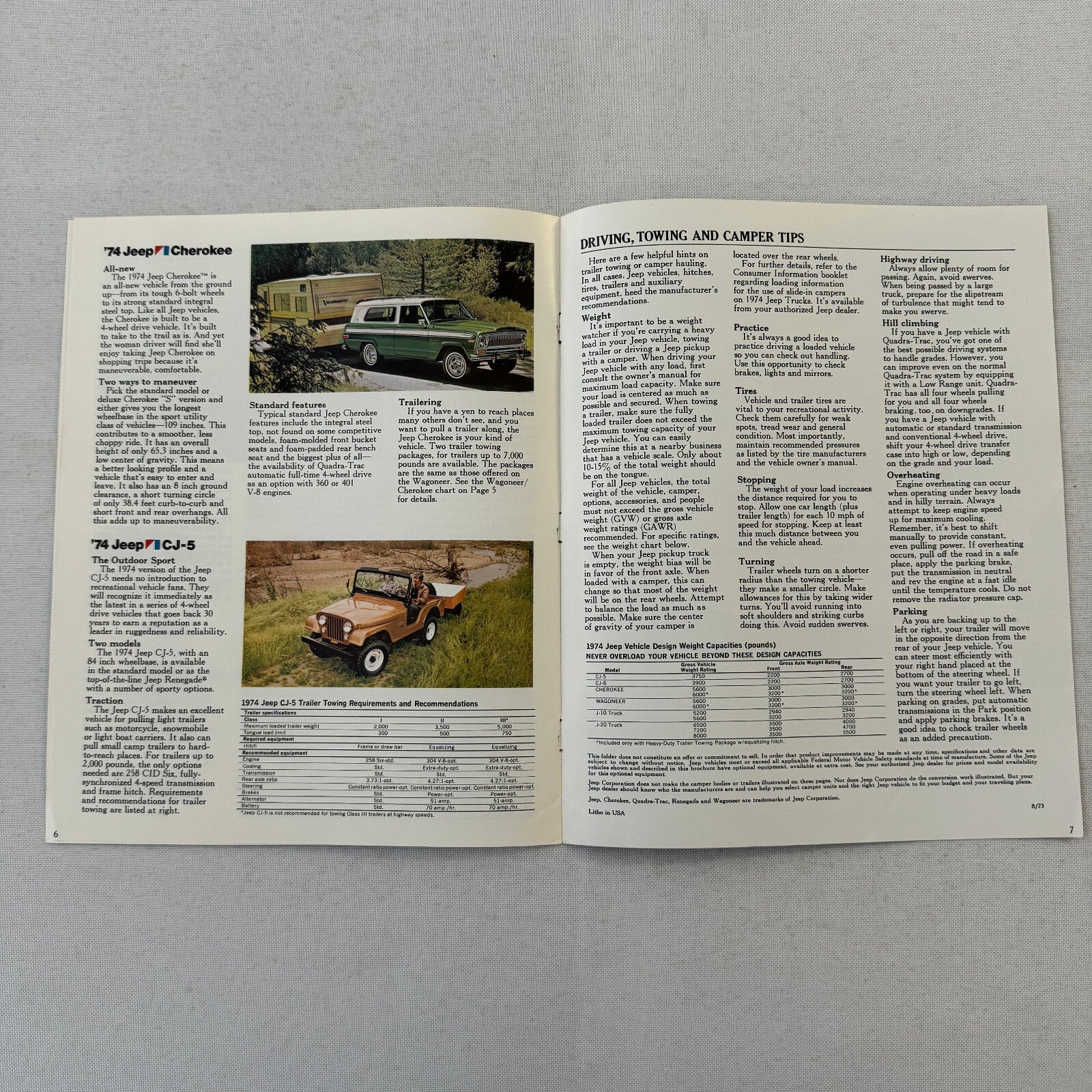 1974 Jeep Recreational Vehicle Brochure Catalog CJ-5 Pickup Wagoneer Cherokee
