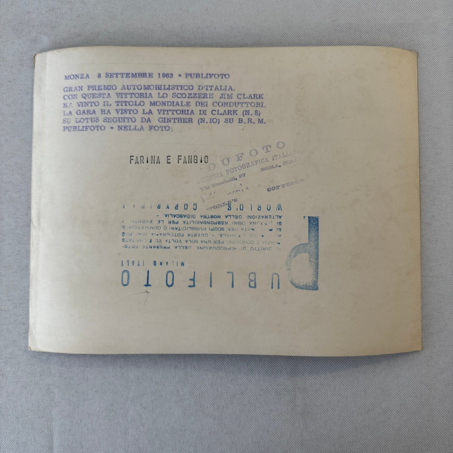 Juan Manuel Fangio Giuseppe Farina Racing Driver Press Photo Photograph Italian