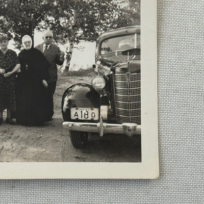 Nuns with Classic Car Vintage Photo Photograph Snapshot Nun