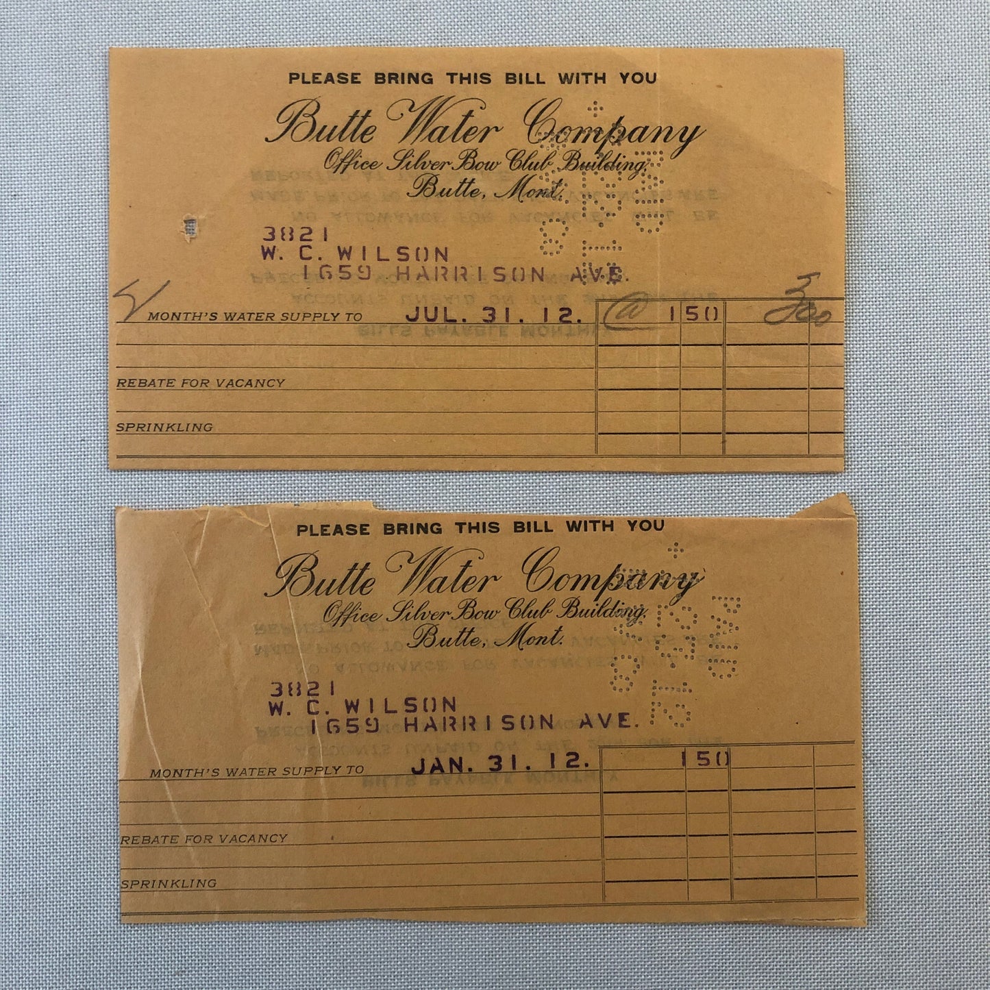 Butte Water Company Butte Montana Newspaper Document Ephemera Lot 9x 1910s