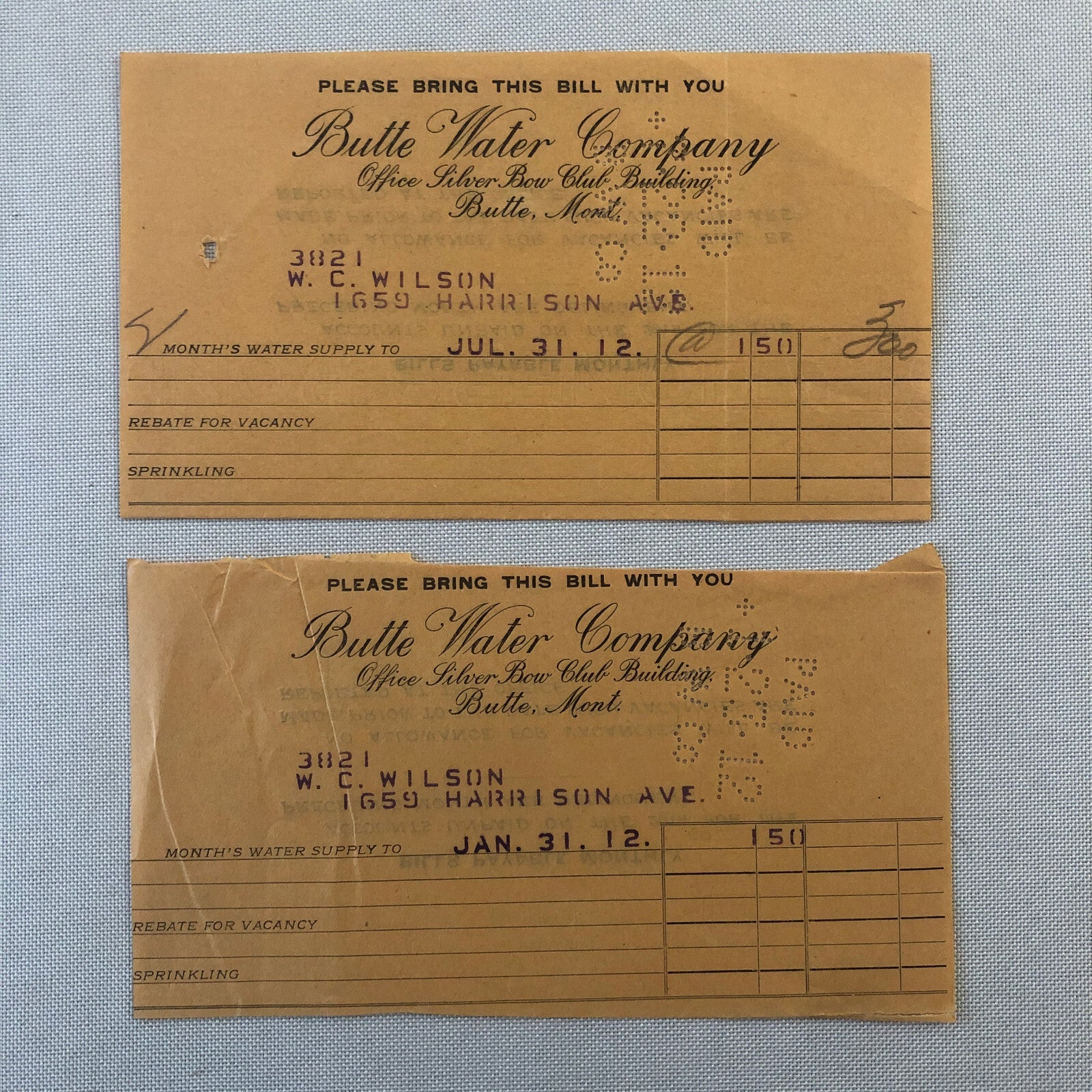 Butte Water Company Butte Montana Newspaper Document Ephemera Lot 9x 1910s