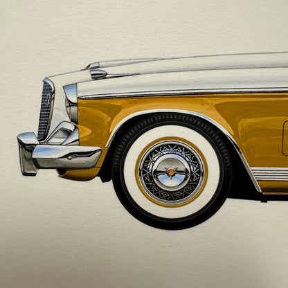 1956 Studebaker Golden Hawk Automobile Illustration Art Drawing Hand Drawn