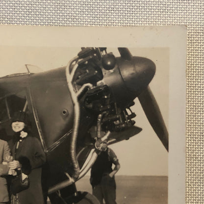 Vintage Snapshot Photo Photograph Print Breese 5 Airplane Aircraft Plane Couple