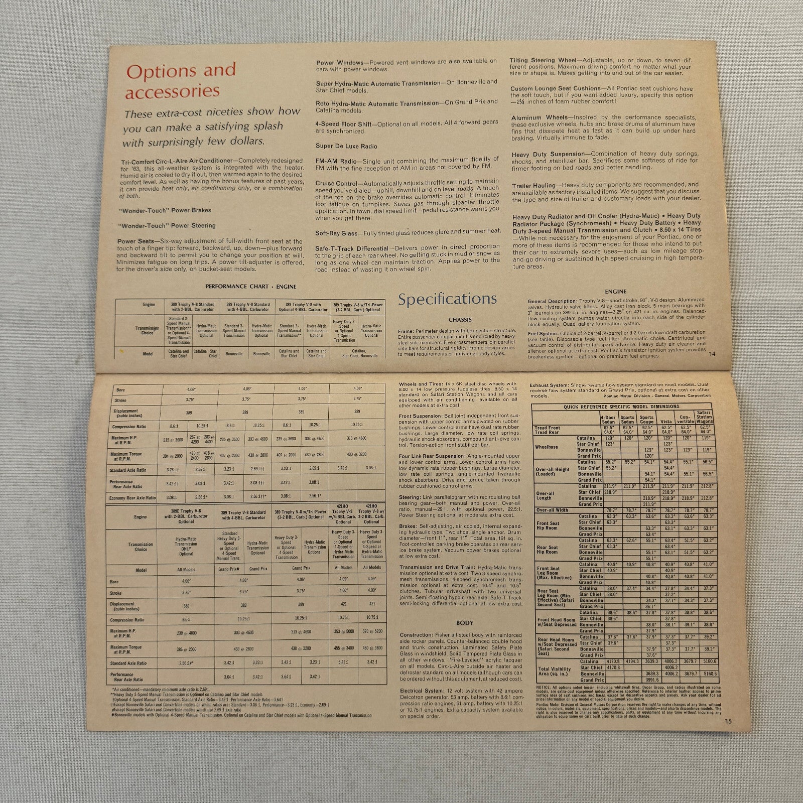 1963 Pontiac Sales Brochure Catalog Bonneville Star Chief Catalina Grand Prix