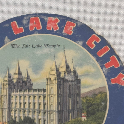 Vintage Travel Luggage Label The Salt Lake Temple Salt Lake City Utah