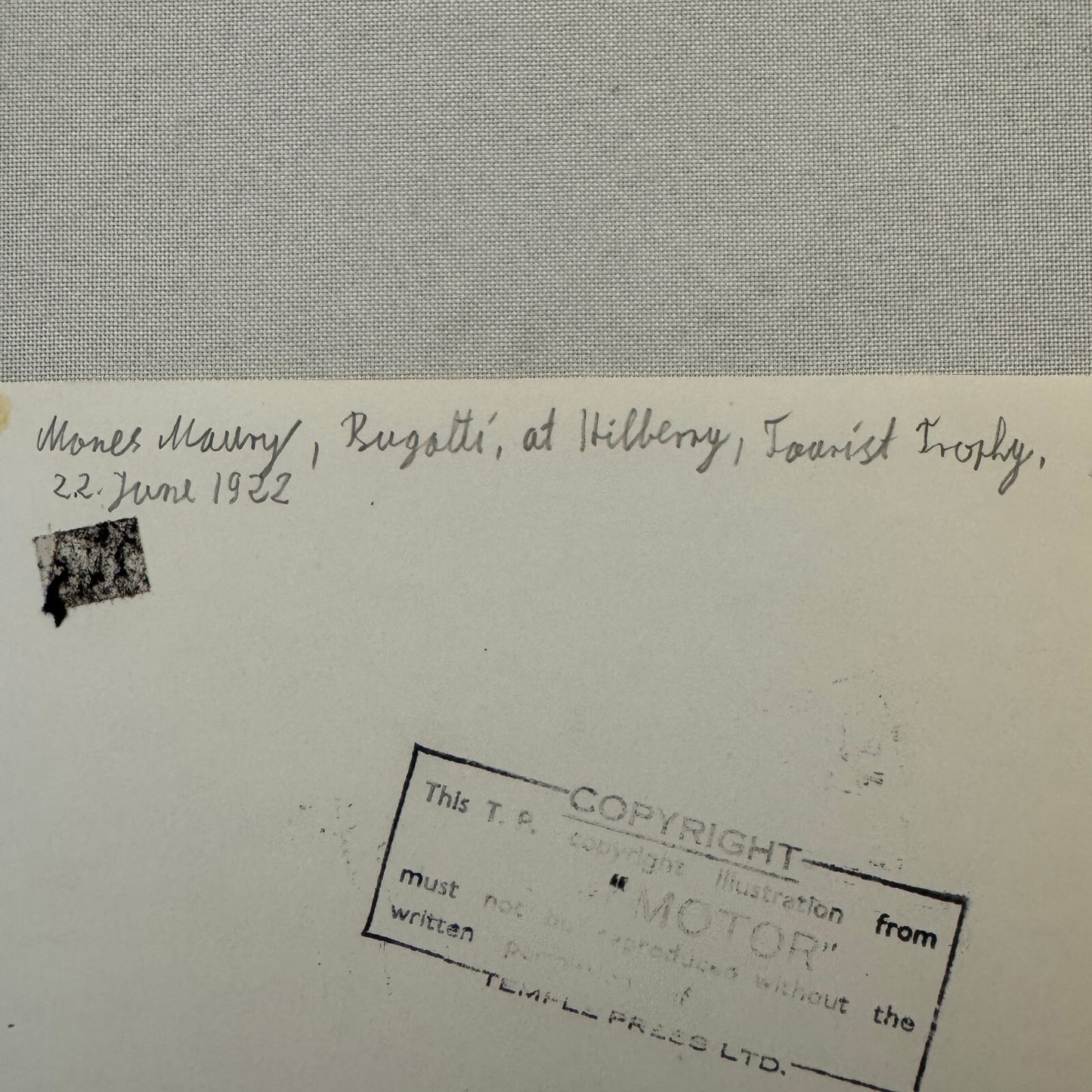 Bugatti Car at 1922 Tourist Trophy TT Race Racing Photo Photograph Vintage