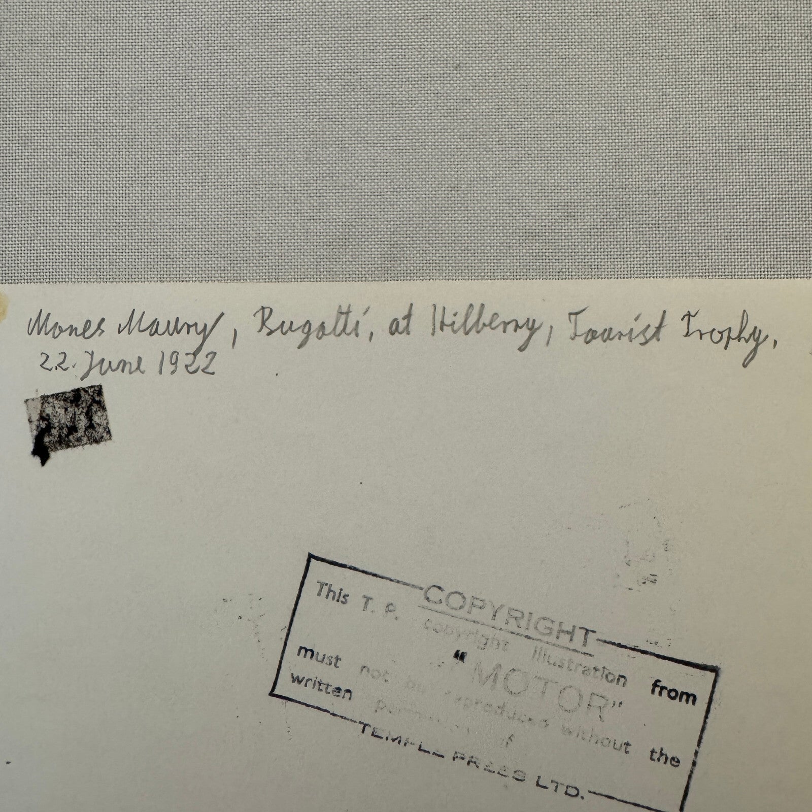 Bugatti Car at 1922 Tourist Trophy TT Race Racing Photo Photograph Vintage