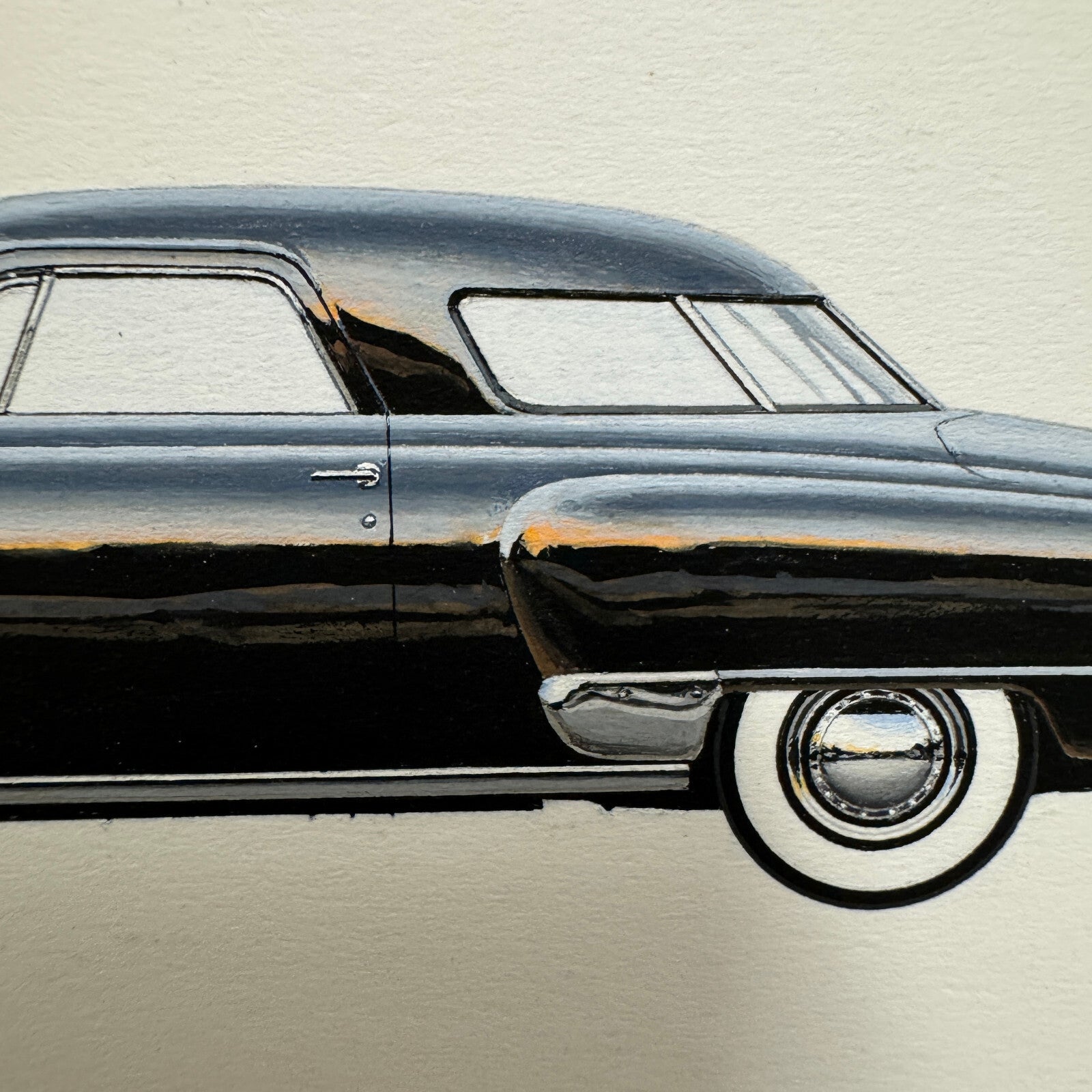 1950 Studebaker Commander Car Illustration Art Drawing Vintage Miniature