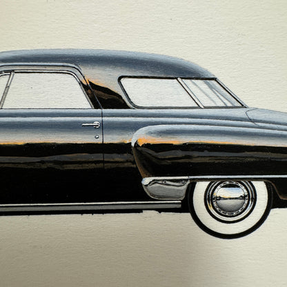 1950 Studebaker Commander Car Illustration Art Drawing Vintage Miniature