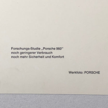 Vintage Porsche 960 Concept Car Factory Press Photo Photograph Werkfoto Cutaway