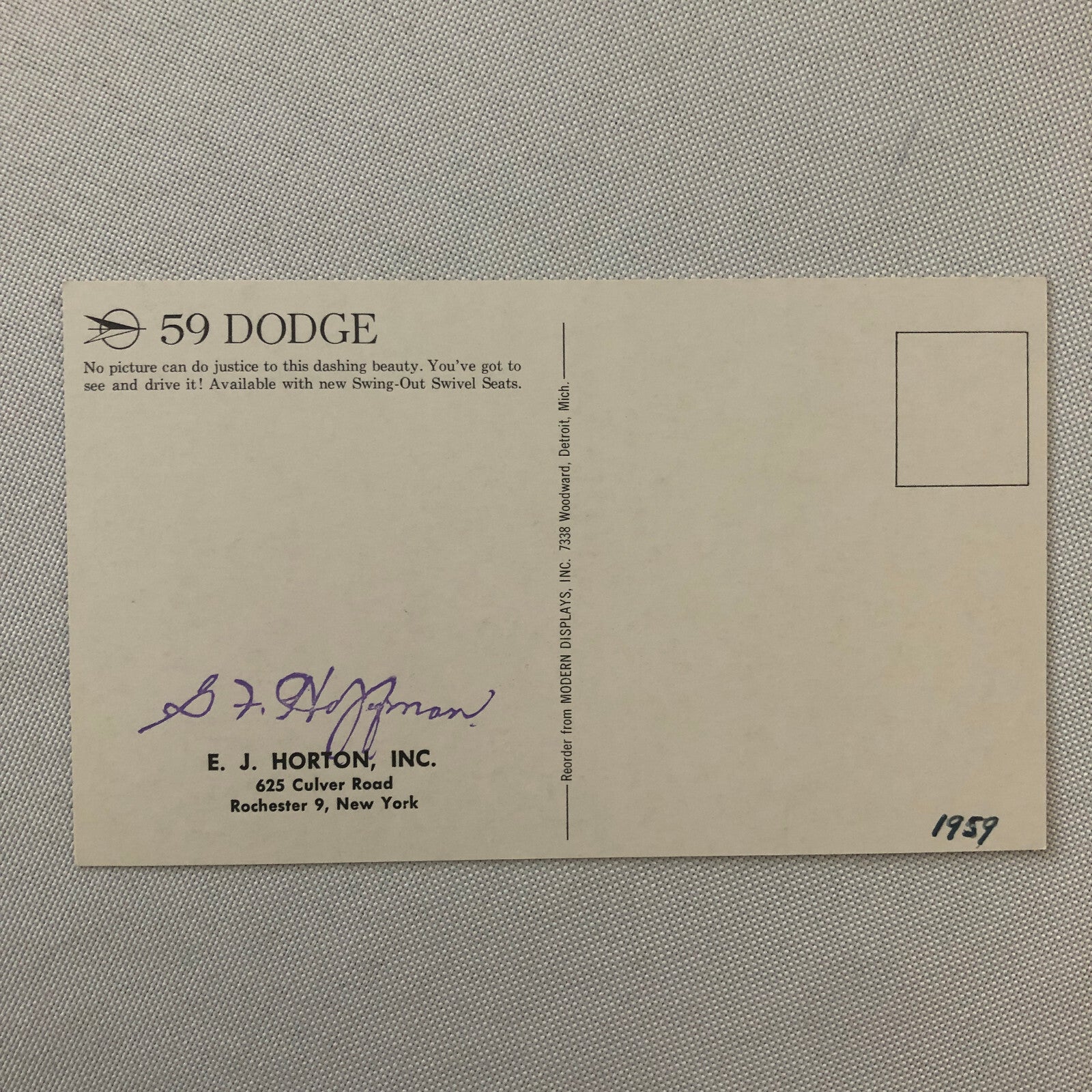 1959 Dodge Custom Royal Convertible Car Postcard Post Card Advertising