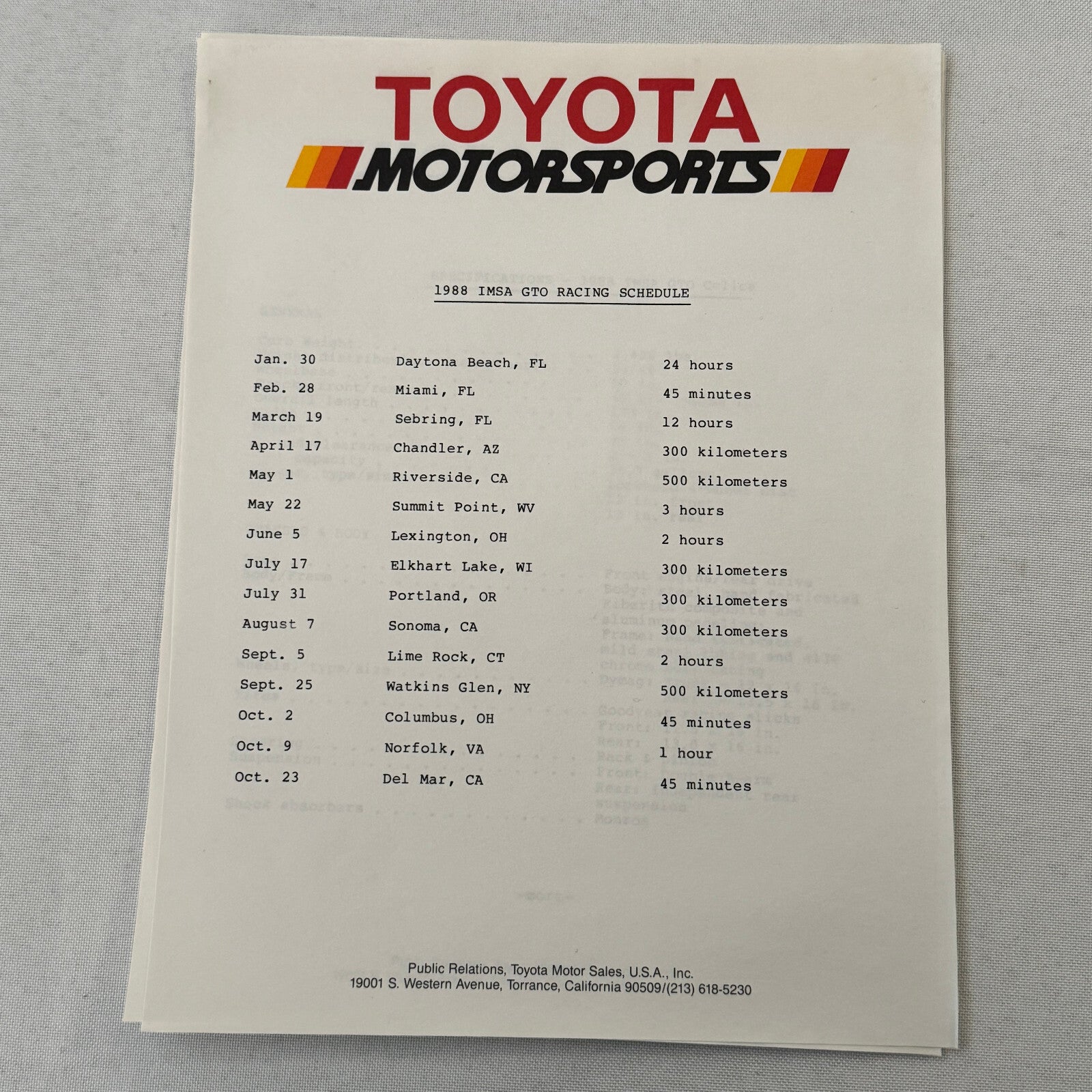 1988 Toyota Celica IMSA Racing Press Kit Photos Willy T Ribbs Chris Cord