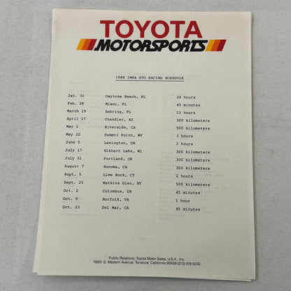 1988 Toyota Celica IMSA Racing Press Kit Photos Willy T Ribbs Chris Cord