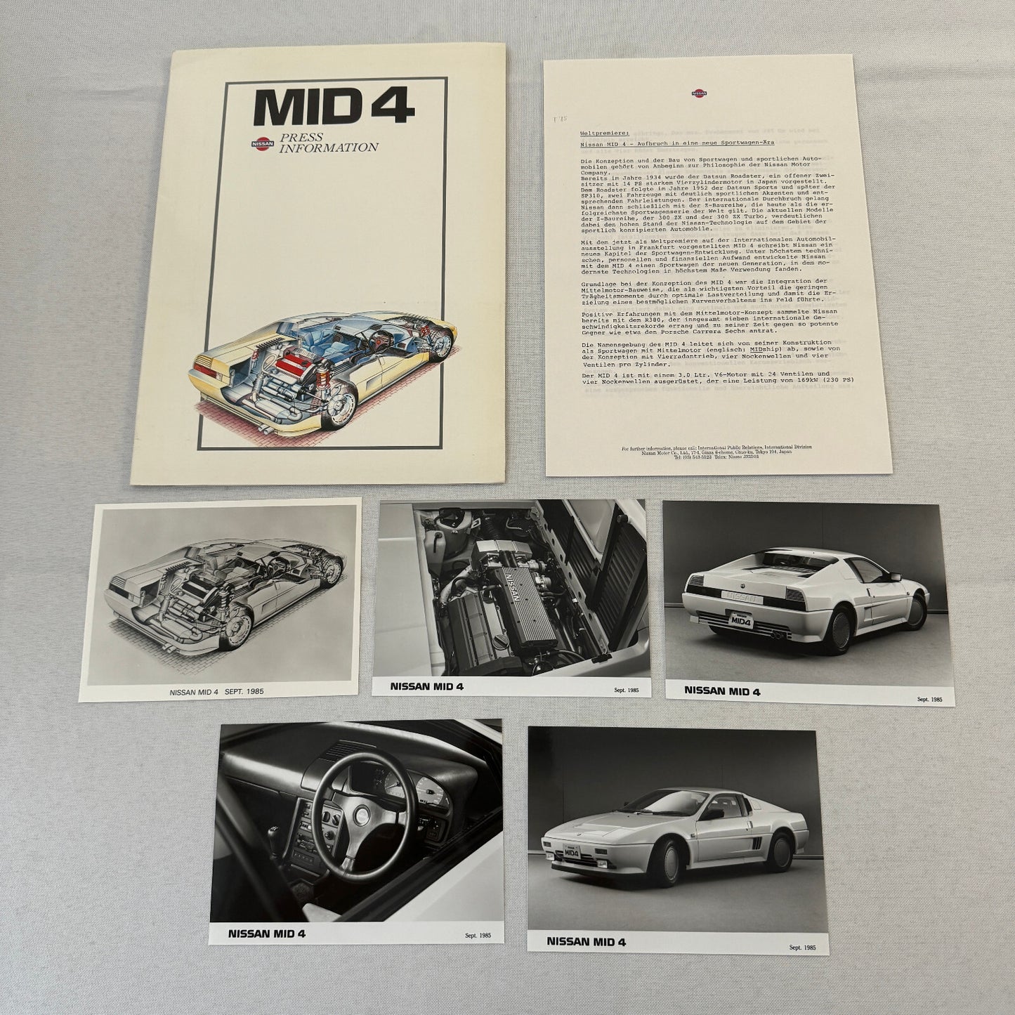 1985 Nissan Mid 4 Concept Car Press Kit Photos Brochure German Text