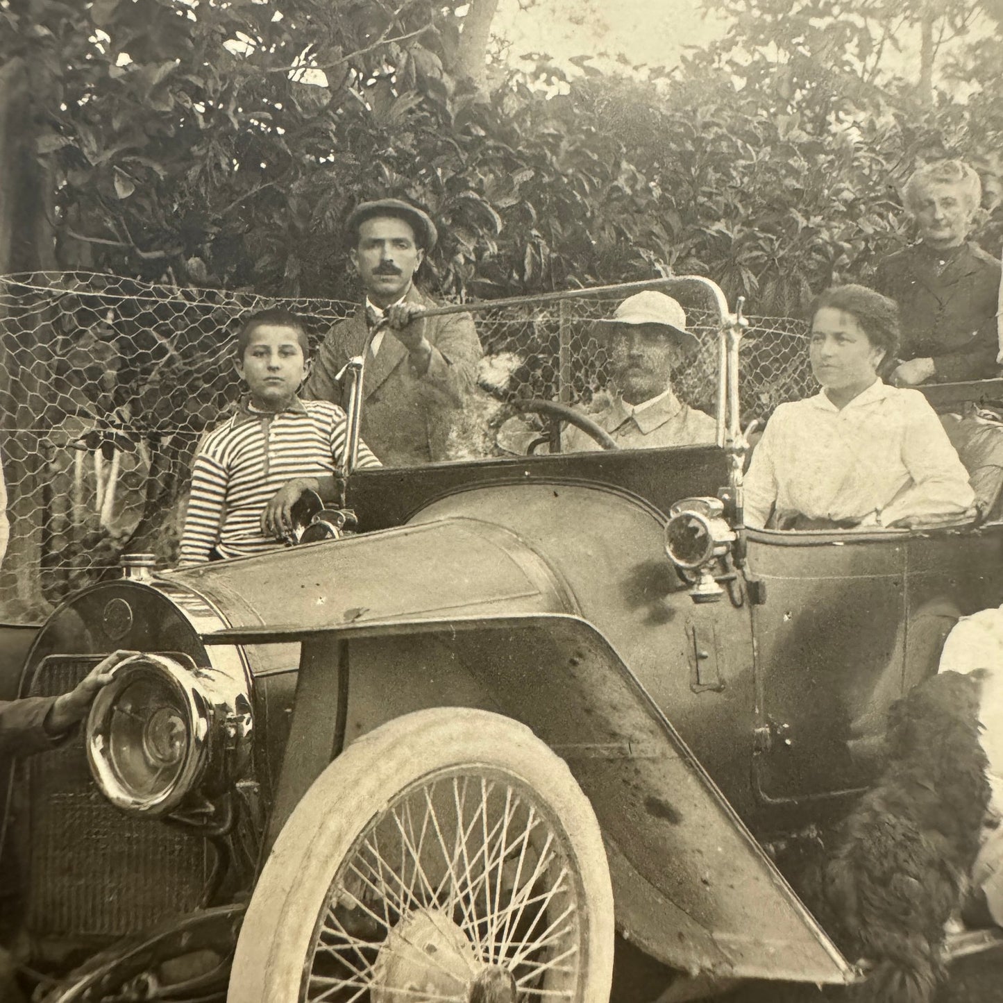 Antique Photo Photograph Print People with Automobile Car