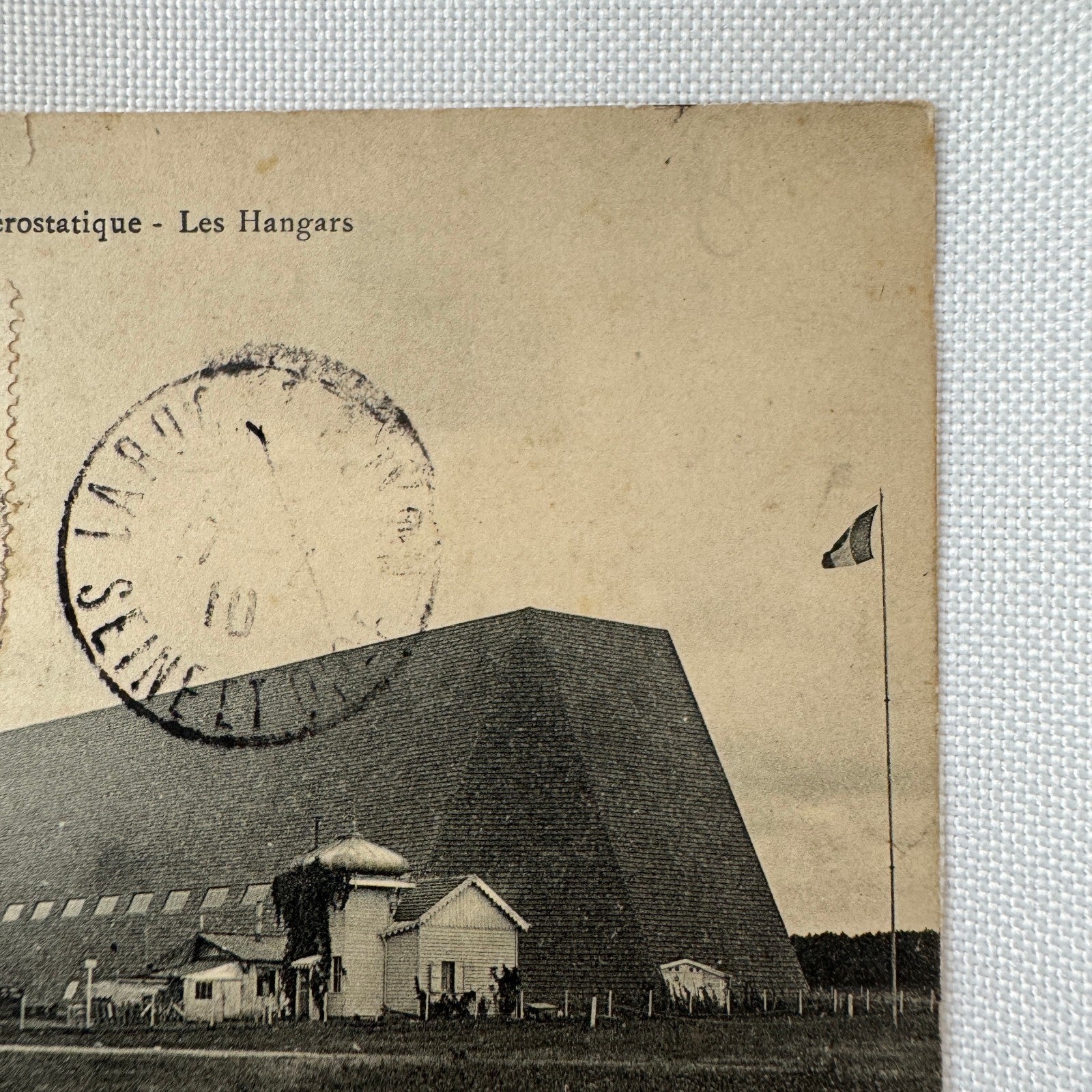 Vintage Zeppelin Airship Dirigible Hangar Building Postcard Post Card French