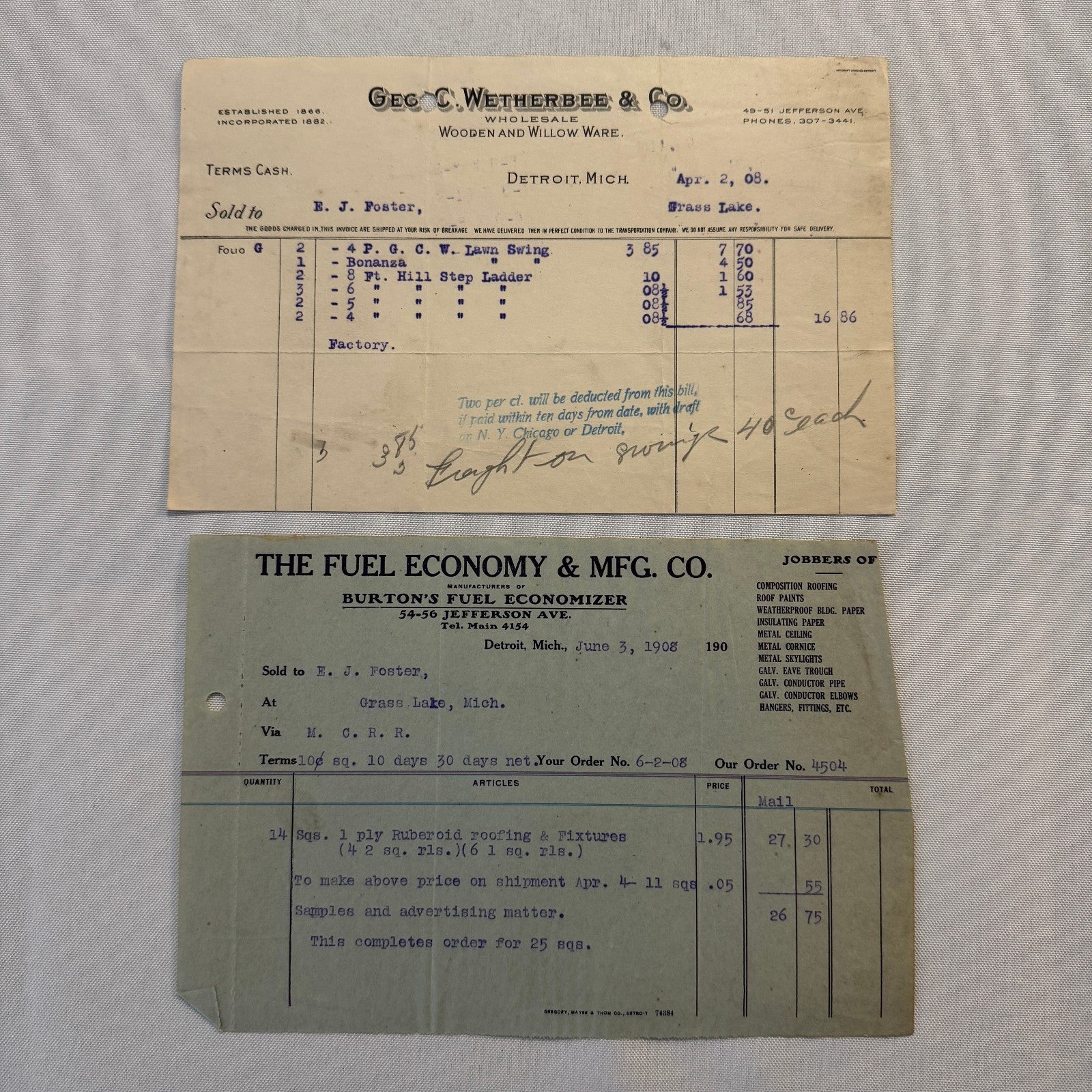 Antique Document Receipt Invoice Lot Farm Equipment Hardware Buggy Furniture 25+